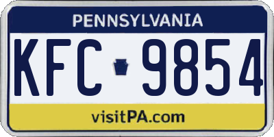 PA license plate KFC9854
