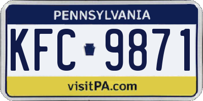 PA license plate KFC9871