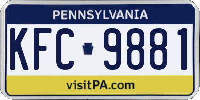 PA license plate KFC9881
