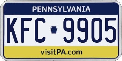 PA license plate KFC9905