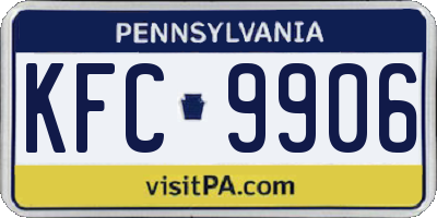 PA license plate KFC9906