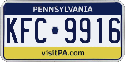 PA license plate KFC9916