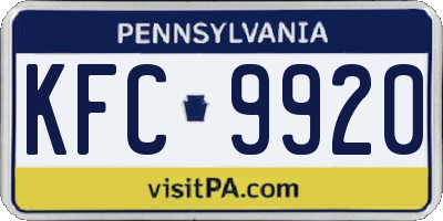 PA license plate KFC9920