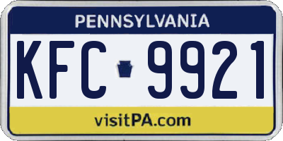 PA license plate KFC9921