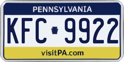 PA license plate KFC9922