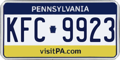 PA license plate KFC9923