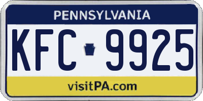PA license plate KFC9925