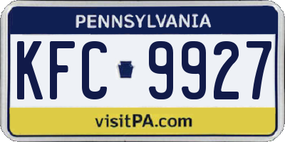 PA license plate KFC9927