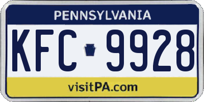 PA license plate KFC9928