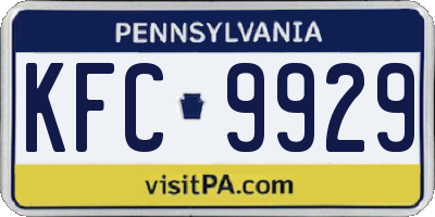 PA license plate KFC9929
