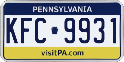 PA license plate KFC9931