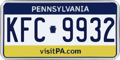PA license plate KFC9932