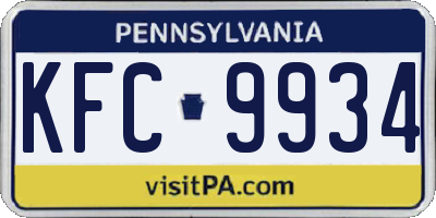 PA license plate KFC9934