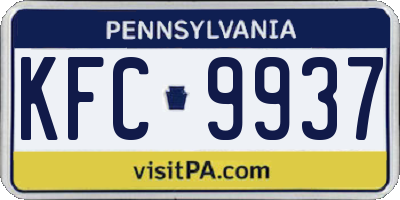 PA license plate KFC9937