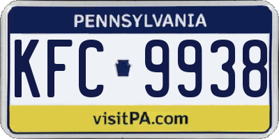 PA license plate KFC9938