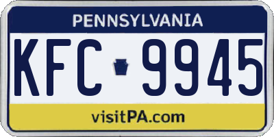PA license plate KFC9945