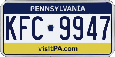 PA license plate KFC9947