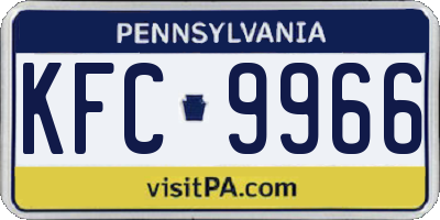 PA license plate KFC9966