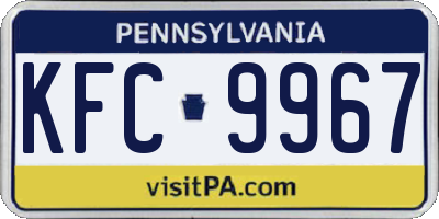 PA license plate KFC9967