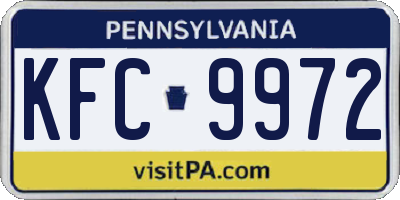 PA license plate KFC9972