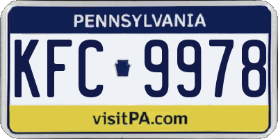 PA license plate KFC9978