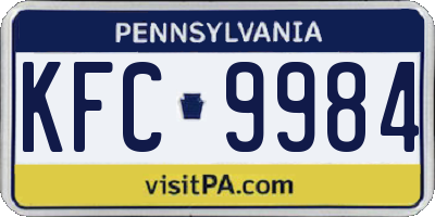 PA license plate KFC9984
