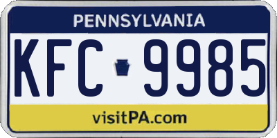PA license plate KFC9985