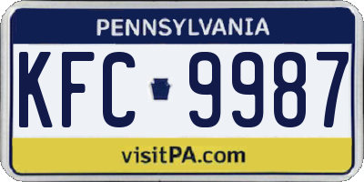 PA license plate KFC9987