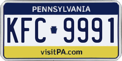 PA license plate KFC9991
