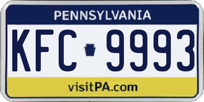 PA license plate KFC9993