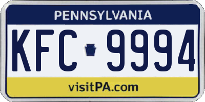 PA license plate KFC9994
