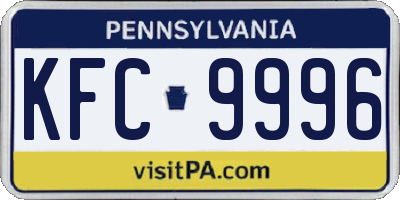 PA license plate KFC9996
