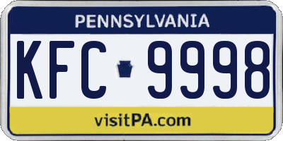 PA license plate KFC9998