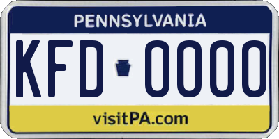 PA license plate KFD0000