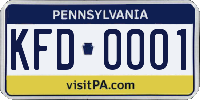 PA license plate KFD0001