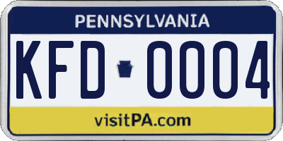 PA license plate KFD0004