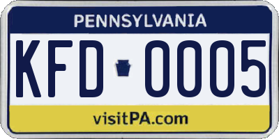 PA license plate KFD0005