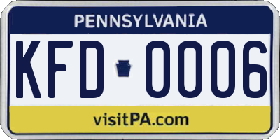 PA license plate KFD0006