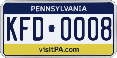 PA license plate KFD0008