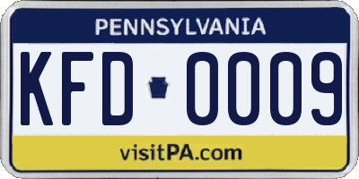 PA license plate KFD0009