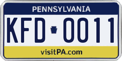 PA license plate KFD0011