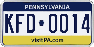 PA license plate KFD0014