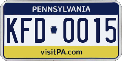PA license plate KFD0015