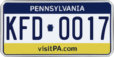 PA license plate KFD0017