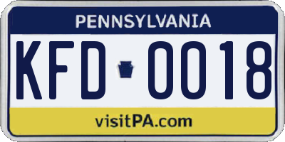 PA license plate KFD0018