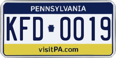 PA license plate KFD0019
