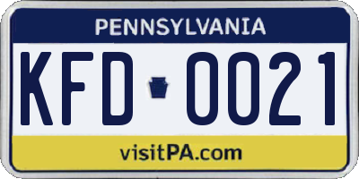 PA license plate KFD0021