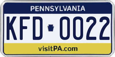 PA license plate KFD0022