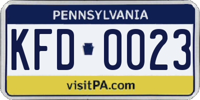 PA license plate KFD0023