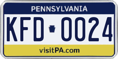 PA license plate KFD0024